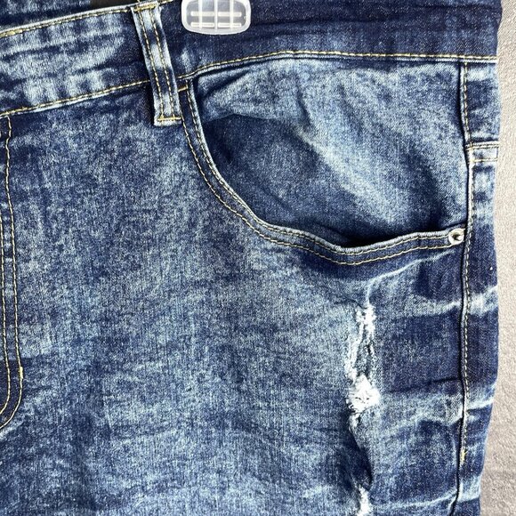 Mens South Pole Jeans Stretch Ribbed Distressed Moto Acid Wash Size 44 (46Wx32L) - Picture 4 of 12